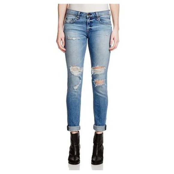 RAG & BONE 10" DRE High Waisted Slim Boyfriend Ripped Jeans sz 30 Women's - Picture 1 of 12